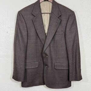 Vtg Oscar de la Renta Blazer Sport Coat 42 Plaid 80s 90s Wool Academia Old Money